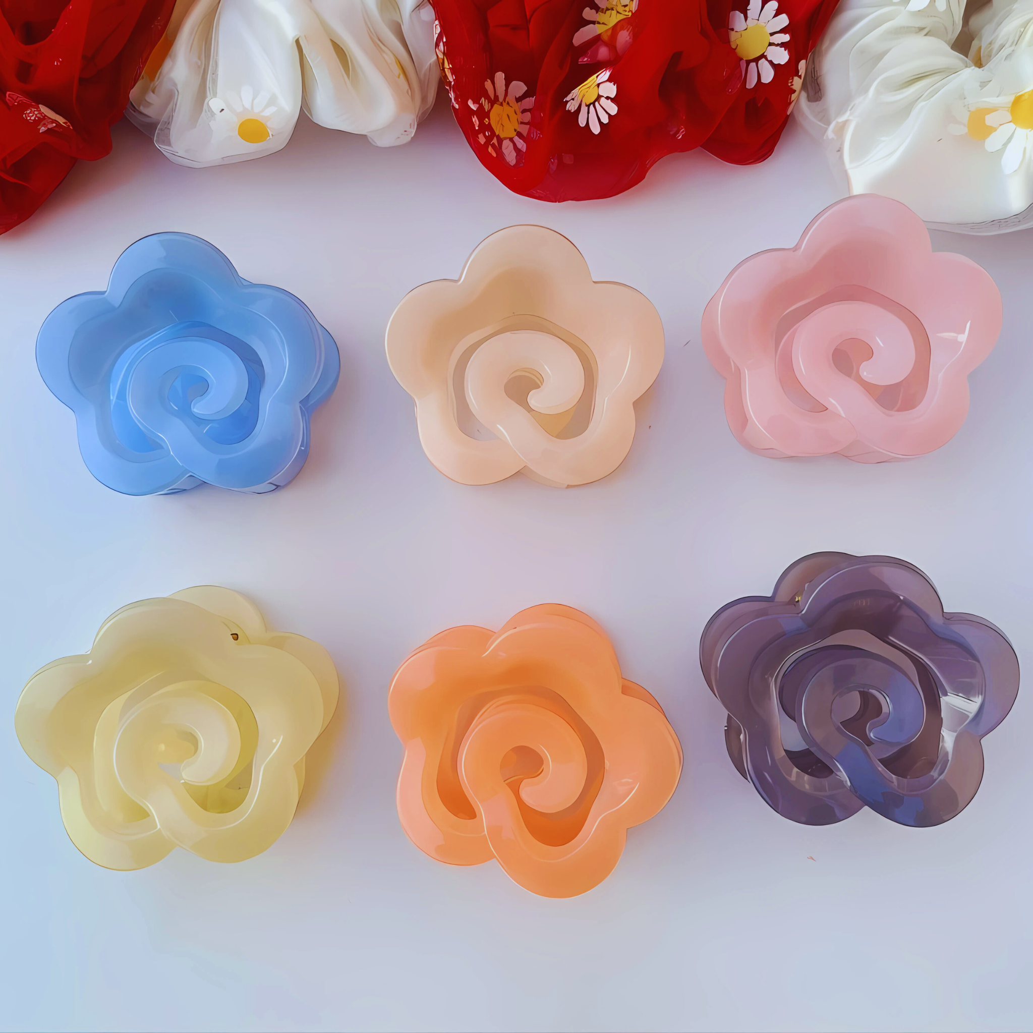 Colorful Rose Hair Clips – Stylish Floral Hair Accessories (Pack of 5)