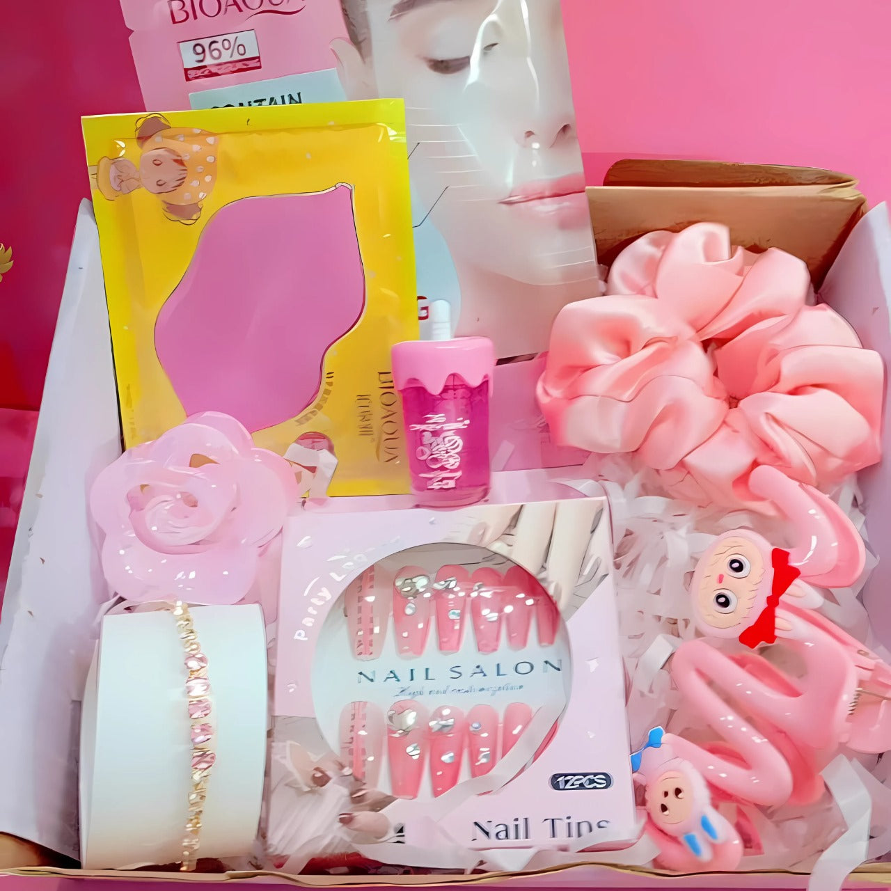 Elegant Pink Geometric Bottles with Pom-Pom Charm